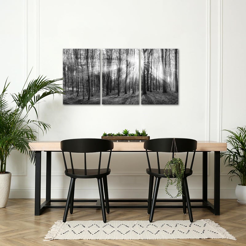 LevvArts Canvas Wall Art Black and White Forest Picture Art Prints Winter Sunrise Nature Landscape Painting for Bedroom Living Room Office Wall Decor - Image 2